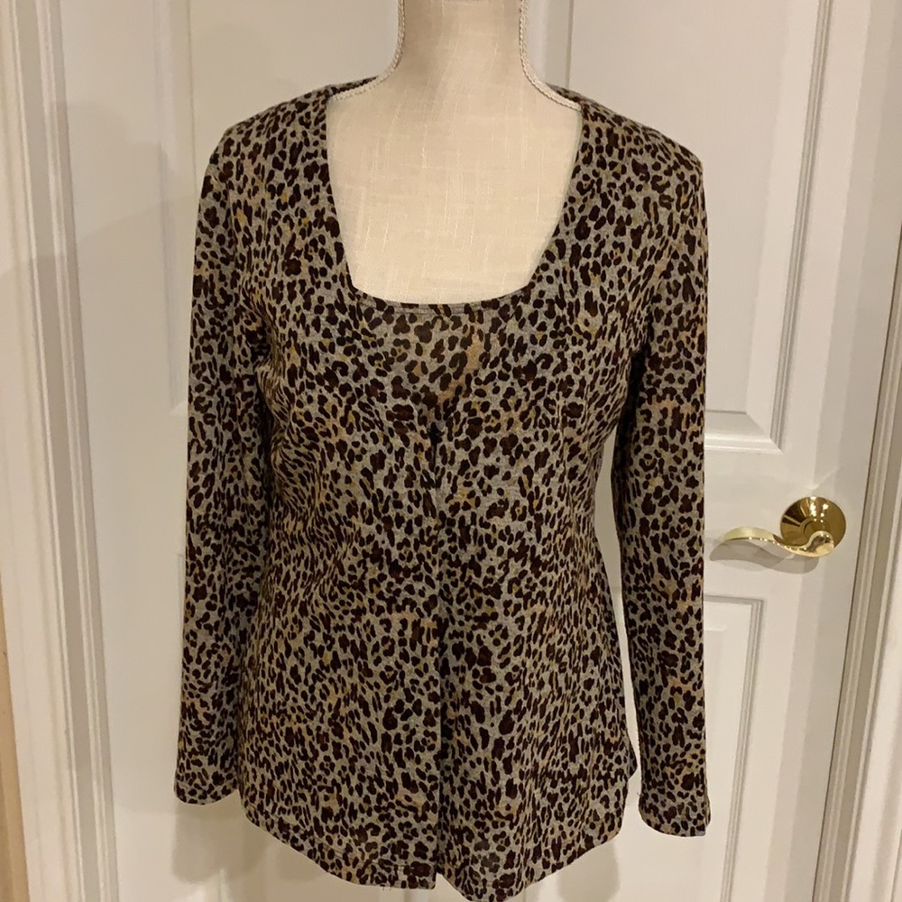 Chico’s twin set, animal print. Chico’s size 1